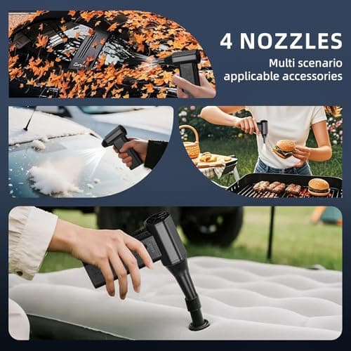 Cordless Compressed Air Duster 150000RPM Super Power Electric Air Duster 3 Gear Adjustable Mini Handheld Blower for Computer Keyboard Outdoor House and Car Cleaning Novyllis (Black) - Thumbnail 6