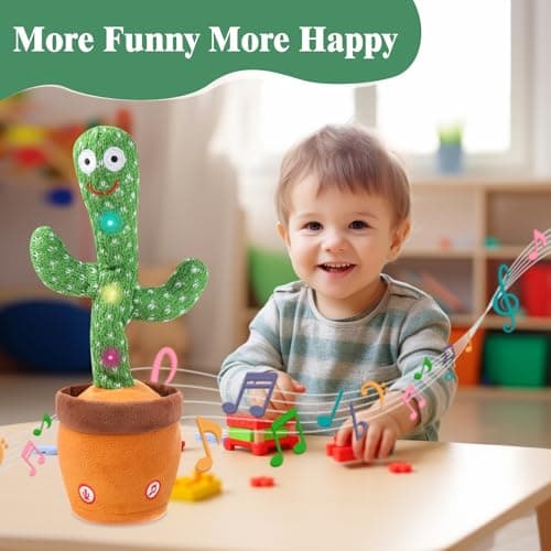MIAODAM Dancing Cactus, Talking Cactus Baby Toy, Colorful Glowing Repeating Cactus Toy for Baby Toddler, Singing Cactus Toy 10 Pcs Songs Repeats What You Say for Baby Toy Gift Mimicking - Thumbnail 5