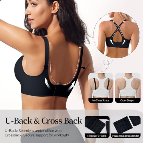 UIMERO Jelly Bras for Women Wireless Womens Bras No Underwire Supportive Comfortable Everyday Seamless Tshirt Bra Black - Thumbnail 6