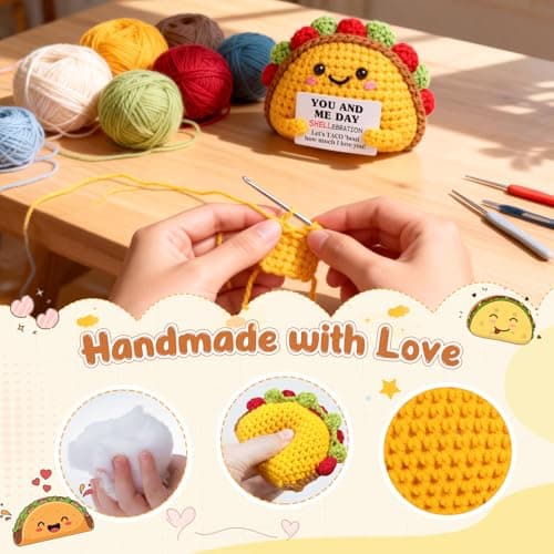 Mini Valentines Day Gifts for Him Her Couple Galentine’s Day Birthday Gift for Boyfriend Girlfriend Fiancé Anniversary Valentines Gift for Women Men Wife Husband Handmade Crochet Taco Tuesday - Thumbnail 2