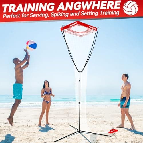 Bearwill Volleyball Setter Trainer Net, Volleyball Training Equipment Adjustable Angle Height 8-13 FT Setter Net, Indoor Outdoor Volleyball Practice Net System for Serving, Spiking and Setting - Thumbnail 6