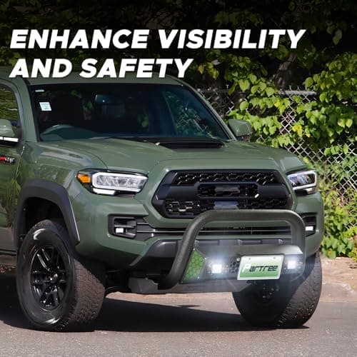 Bull Bar Fit for Toyota Tacoma 2024 2025 2026 with LED Light & w/License Plate Bracket DIY Paintable Front Bumper Brush Push Bar Grille Guard Protector - Thumbnail 5