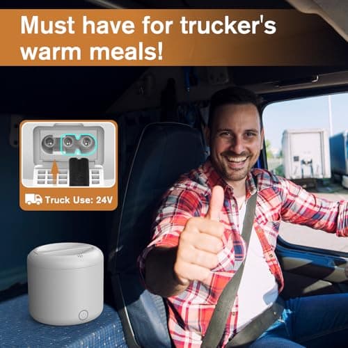 Vabaso Electric Lunch Box for Adults, 41oz 80W Heated Lunch Box, 12V/24V/110V/220V Portable Food Warmer White Elephant Gifts for Men Car Truck Work with 1.2L 304 Stainless Steel Container - Thumbnail 2