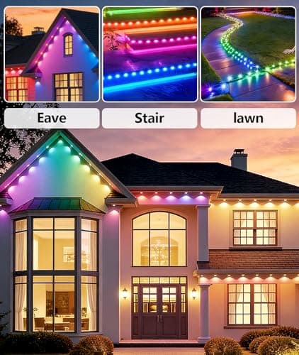Irosiy RGB Permanent Outdoor Lights, Smart APP & Remote Control, IP67 Waterproof, for Eaves, Patio, Yard, Party, Villa, 16 Million Colors & Scene Modes - Thumbnail 6