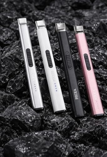 REIDEA Electric Lighter Gift for Candle Lovers, Windproof Flameless USB Rechargeable Arc Retractable Lighter with Safe Button and Power Indicator for Candle, BBQ and Fireworks, R1 Flat, Obsidian Black - Thumbnail 5