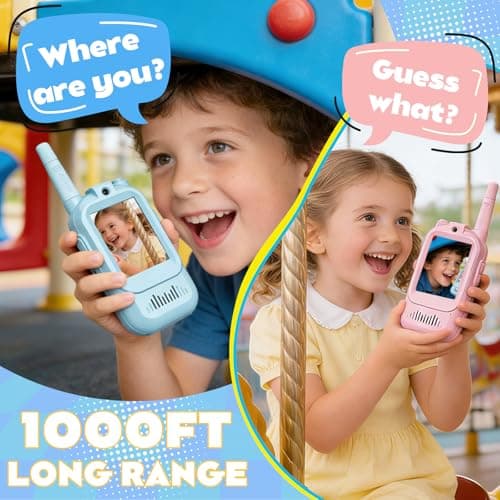 Video Walkie Talkies Gift Toys for Age 3-12 Boys Girls，Kids Walkie Talkie with Screen，Voice Changer and 1000 Feet Long Range 2 Pack Rechargeable Walkie-Talkie for Indoor Play, Camping, Hiking, Game - Thumbnail 3