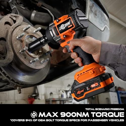 DECERK 900Nm High-Torque Impact Wrench - Covers 94% of OEM Torque Specs for Trucks, SUVs & Farm Equipment [4000mAh Dual Batteries] [1/2 Inch Driver] [21V MAX] Brushless, Cordless, Electric, Power,Gun - Thumbnail 2