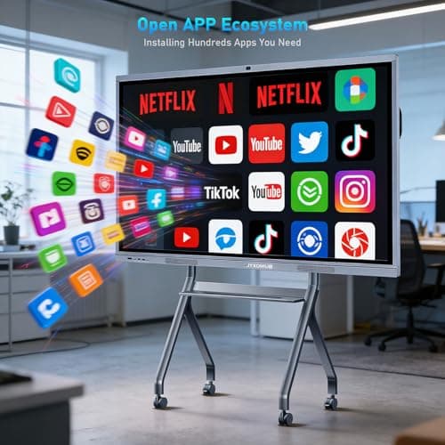 65" Smart Board, 4K UHD Interactive Whiteboard All-in-One Touchscreen Electronic Smartboard Android 11&Windows 10 8+256GB 20MP Camera Digital White Boards for Classroom Office Home Business Boardroom - Thumbnail 4