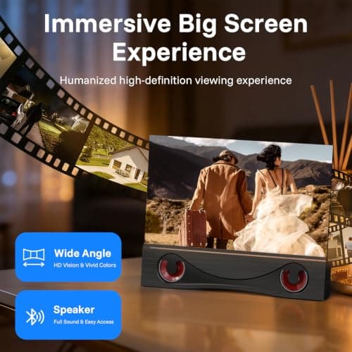 12" Phone Screen Magnifier with Speaker Mini 3D HD Foldable Amplifier for Movies & Gaming-Portable Home Theater Clear Audio,Supports All Smartphones for Family,Seniors,Travel - Thumbnail 5