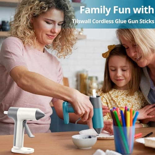 Tilswall Cordless Glue Gun, 4V Fast Preheating Hot Glue Gun with 20pcs Premius Glue Sticks(20x140mm), 2000mAh Type-c Rechargeable, Suitable for DIY Craft, Home Repaire – White - Thumbnail 6