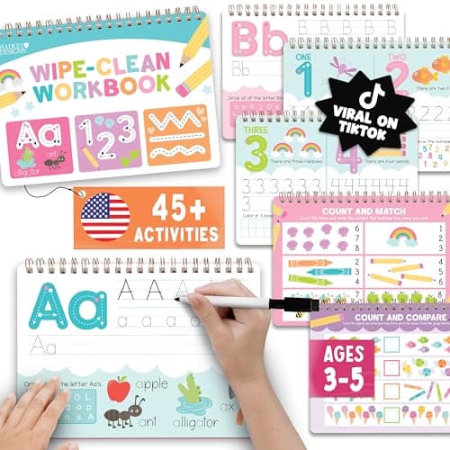 Hadley Designs ABC Tracing Books for Kids Ages 3-5 - Preschool Learning Activities, Dry Erase Writing Practice for Kids, Reusable Alphabet Letter Tracing PreK Workbooks Age 4-5, Pre K Graduation Gifts - Image 1