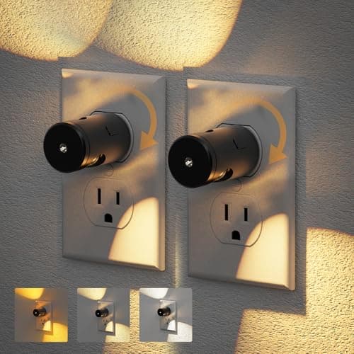 JandCase Night Lights Plug into Wall,2 Pack Mini Lens Night Light with 3CCT Color Temperature,180° Rotatable Night-Lights,Dimmable Nightlight Plug in with Light Sensor for Bathroom Hallway Room Decor