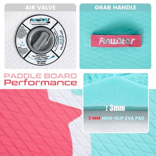 FunWater Inflatable Stand Up Paddle Board 10'6"/11"/11'6" Paddle Board for Adults & Youth, Paddleboards Inflatable with Premium SUP Accessories, Wide Stable, Non-Slip Comfort Deck (White/Blue/Pink) - Thumbnail 5