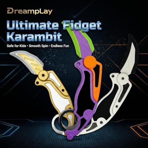 Fidget Claw Toy with Soft Silicone Blade, Plastic Karambit Practice Toy for Finger Spinning, 3D Printed Style Folding Pocket Spinner for Teens and Adults (Gold) - Thumbnail 3