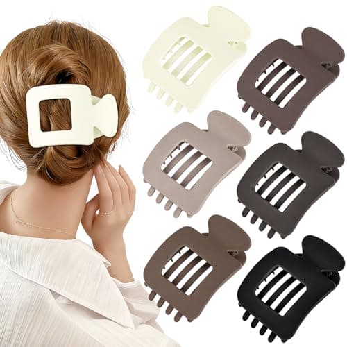Obeoby 6 PCS Flat Claw Clips for Women, French Flat Hair Clips Large Hair Barrettes Accessories Stocking Stuffers Christmas Gifts (Neutral) - Image 1