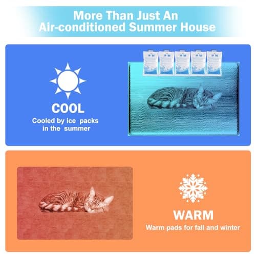 Sturdy Heated Cat House for Winter, Waterproof Insulated Outdoor Cat House with Heating Pad,Weatherproof Warm Feral Cats Shelter for Multiple Cats,Suitable for All Seasons(28"D x 17"W x 18"H) - Thumbnail 2