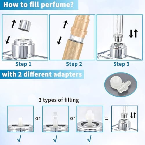 Qavhun Travel Perfume Atomizer Bottle Refillable - 2-Pack 5ml Leakproof Fragrances Perfume Atomizer, Portable Perfume Sprayer, Perfume Refillable Bottle for Traveling (Black & Gold) - Thumbnail 4