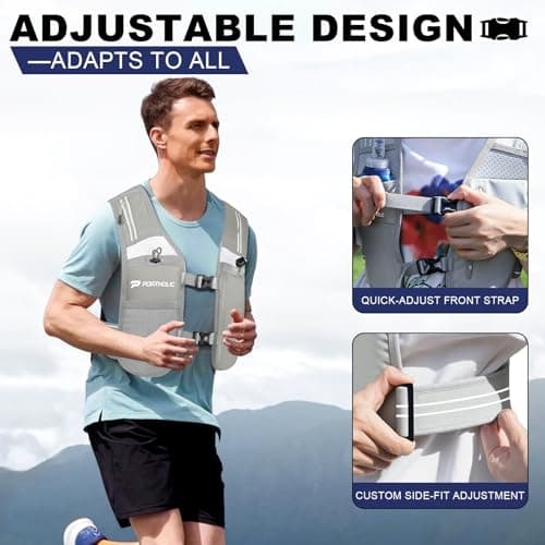 PORTHOLIC Running Vest for Women Men with 500ml/1.5L Water Bottle |Adjustable Hydration Vest with Water Bladder |Reflective |Lightweight |Muti-Pockets |Breathable for Running Accessories for Hiking - Thumbnail 4