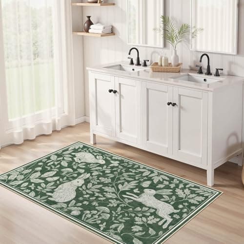 Vintage Living Room Area Rug 3x5 - Large Soft Washable Oriental Traditional Distressed Farmhouse Rugs for Bedroom - Indoor Floor Accent Carpet for Home Office House Decor -Easter Green - Thumbnail 4