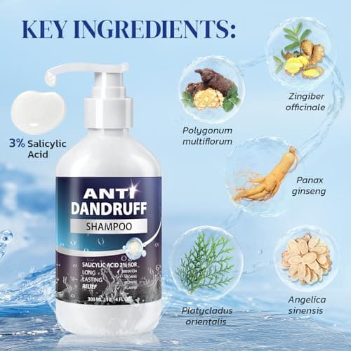 Jorceray Anti Dandruff Shampoo for Men with 3% Salicylic Acid – Deep Clean & Soothing Scalp Refresh for Oily & Itchy Scalp, Sulfate Free with Tea Tree & Menthol, 10.14 fl oz - Thumbnail 4