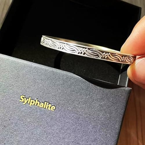 Sylphalite ArtisanCraft Handcrafted 999 pure silver bracelet for menSilver Men's Cuff Bracelet – Vintage Tribal Engraved Hip-Hop Bangle, Hypoallergenic Luxury Gift for Him, Groomsmen, Anniversary or Graduation - Thumbnail 5