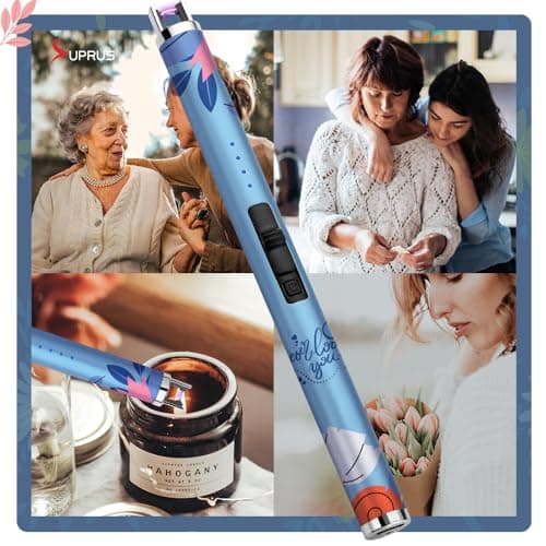 SUPRUS Candle Arc USB Type C Lighter Electric Lighter with Upgraded LED Battery Display Safety Switch Rechargeable Flameless Plasma Windproof Portable for Mother‘s Day (Blue) - Thumbnail 6