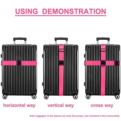 Luggage Straps for Suitcases TSA Approved Travel Belt 4 Pack by Chelmon (Rose Red) - Thumbnail 5