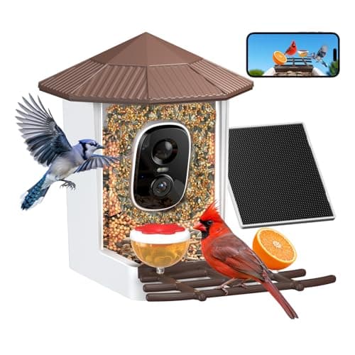 wansview Bird Feeder with Camera-Smart Bird Feeders for Outdoors Solar Powered, Birdhouse with Cam & Instant Alert, 2K Live Video, AI Identify Species, Ideal Gift for Tech Lovers, F1, Brown, 2.4G WiFi - Image 1
