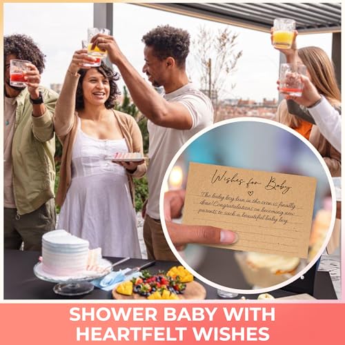Woodamore Baby Shower Advice Cards for Parents To Be - 50 Pcs Baby Advice Cards for Baby Shower Ideas, Advice and Wishes Card Decorations, Gender Neutral Game - Thumbnail 4