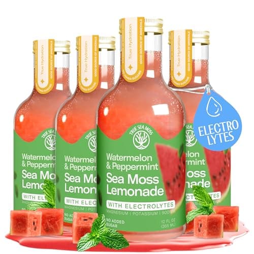 Watermelon Peppermint Sea Moss Electrolyte Lemonade – Cool & Refreshing Hydration Drink – Sea Moss & Electrolytes – 4 x 12 fl oz Bottles – Made in USA - Image 1