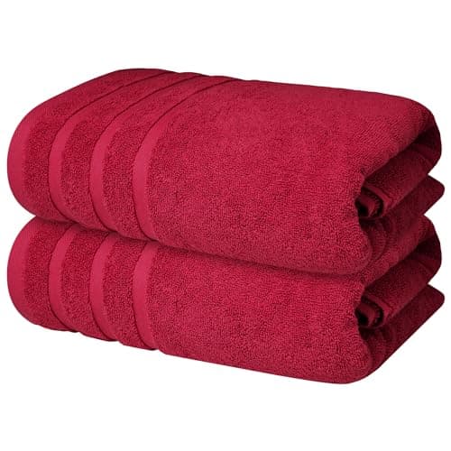 Infinitee Xclusives 100% Cotton Luxury Bath Towels Set of 2 (27x54 Inches) (Burgundy, Bath Towels - Pack 2) - Image 1