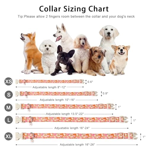 ARING PET Spring Summer Dog Collar, Cute Daisy Wildflower Floral Blossom Pet Collars for Small Medium Large Girl Dogs-S Size - Thumbnail 6