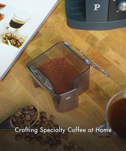 PALICO Aroma Coffee Grinder - 48mm Stainless Steel Conical Burrs, 17 micro-adjustable grind settings, 250g Bean Hopper Capacity, removable burrs & hopper, low RPM motor (Matt Black) - Thumbnail 6