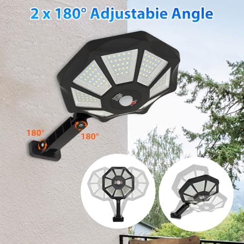 Solar Street Lights Outdoor Waterproof, IP65 Bright Outdoor Solar Lights Dusk to Dawn, 168 LED Solar Flood Motion Sensor for Parks Courtyards, Warehouses, Parks (2 Pack) - Thumbnail 3