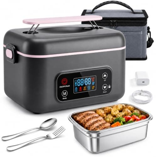 MISS BIG Heated Lunch Box for Adults, Cordless Electric Lunchbox, Black