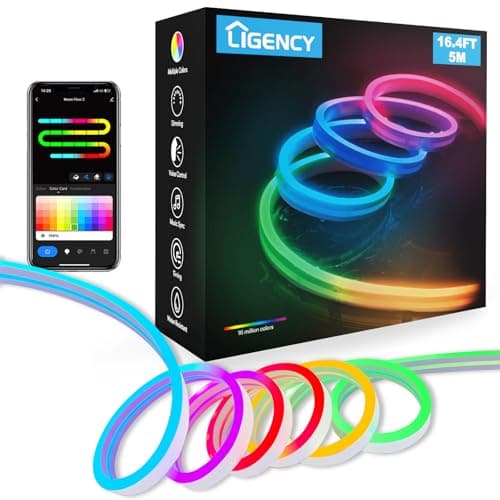 Smart Neon Rope Light, Waterproof Color Changing Flexible Silicone Led Strip Lights Compatible with Alexa Google Assistant