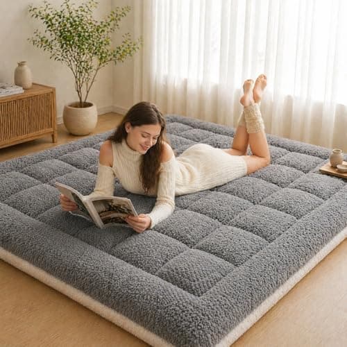 Cymula California King Mattress Topper, Sherpa Mattress Pad for Cal King Bed with 900GSM Down for Back Pain Extra Thick Mattress Cover Pillow Top with 8-21" Pockets, Grey - Thumbnail 2