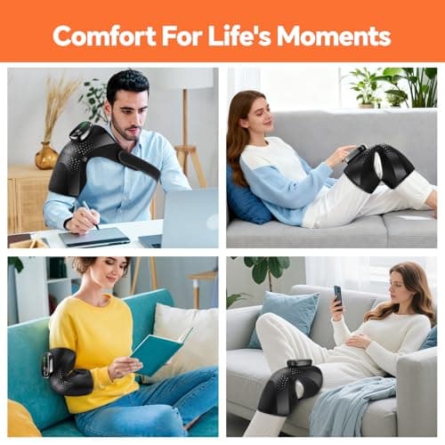 Cordless Knee Massager, 3-in-1 Knee Heating Pad with Massage, Heating Pad for Knee Elbow Shoulder Pain Relief, Rechargeable Heated Knee Brace Wrap for Arthritis/Joint Stiff/Muscle Strain - Thumbnail 2