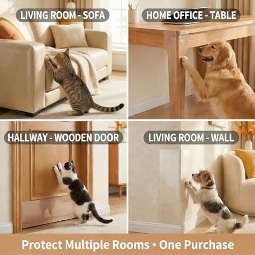 2 Pack Anti-Cat Scratch Furniture Protector, Single-Sided Sticky Couch Protector for Cats Claws,Cat Scratch Furniture Protector,Cat Scratch Furniture Door Protector for Sofa Tables (196.85" x 11.81") - Thumbnail 3