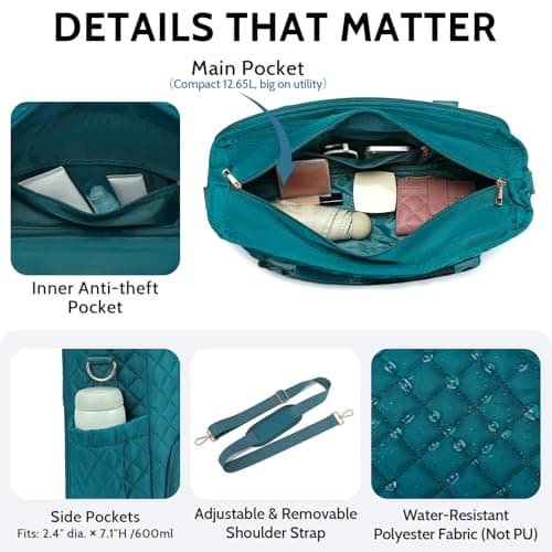 2-in-1 Lunch & Laptop Tote Bag｜15.6" Work Bags for Women｜Water-Resistant Polyester Casual｜Insulated Leakproof Lunch Compartment｜Teacher Nurse Bag｜Laptop Briefcase for Office Travel｜Dark Green - Thumbnail 5