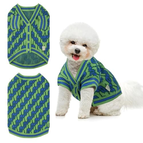 On The Roll Pet Sweaters for Dogs Boys and Girls, Dynamic Letter Patterned Dog Sweater,Dog Cardigan,Pet Clothes,Pet Knitted Clothing,Fit for Different Seasons and Kinds of Dogs(Green 2XL)