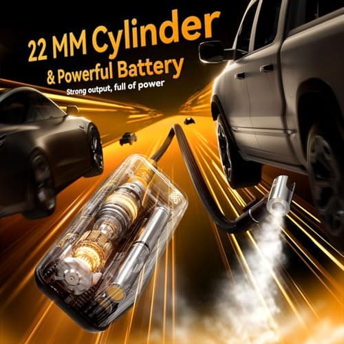 MODARI Tire Inflator Portable Air Compressor - 160 PSI Portable Tire Inflator for Car, Auto Shut-Off, Cordless Tire Inflators with Gauge for Car, Pickup, Bike and More, Black - Thumbnail 6