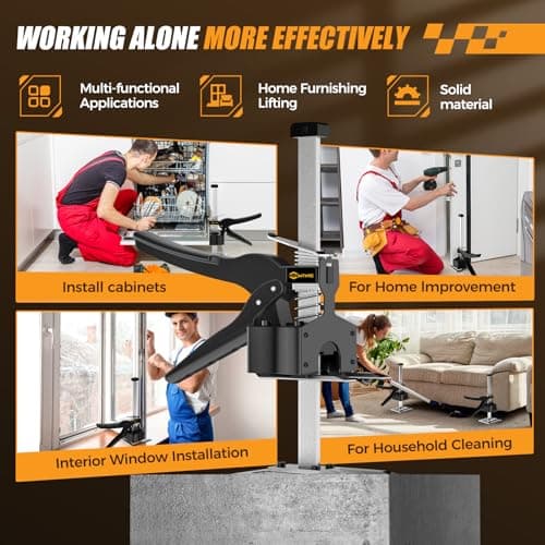 Mtnte Labor Saving Arm Jack Handle 12 in Furniture Jack Drywall Lift for Wall Tile Locator, Multi Function Height Adjustment, Door Panel, Lever Arm Tool Board Weight 330lb, Lift Range 6.7In - Thumbnail 6