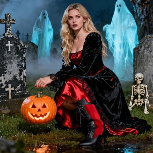 Erocalli Womens Red Witch Boots Halloween Vintage Mid-calf kitten heel Suede Boot - Fall, Lace-up, Side Zipper, Pointed Toe, Renaissance, Victorian shoes - Thumbnail 4