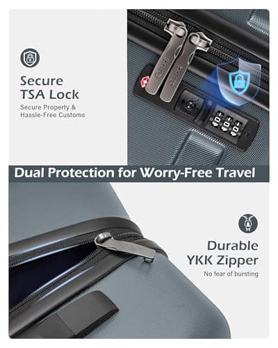 Coolife Luggage Set 3 Piece Hardside PC+ABS Suitcase with TSA Lock, Expandable Large Checked Luggage, Lightweight Rolling Carry On with Spinner Wheels(20/24/28 Inch, Teal) - Thumbnail 3