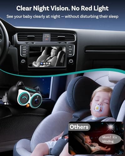 OTTOCAST Baby Car Camera &Wireless CarPlay Adapter,1080P HD Rear Seat Monitor Display on Car Screen,150°Wide Angle No-Glow Night View, Safety for Kids & Infants - Thumbnail 6