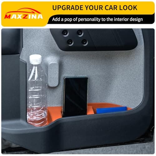 Maxzina Door Side Storage Tray Compatible with 2022-2025 (No for 2026) Ford Maverick Side Door Storage Box Door Organizer Phone Pocket Silicone Front & Rear 4PCS Maverick Accessories (Original Orange) - Thumbnail 4