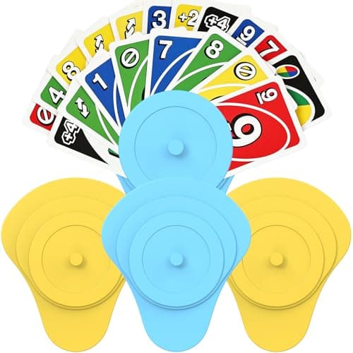 Tenyond Playing Card Holders for Little Hands Playing at Game Nights,Handheld Cards Game Accessory for Ages 3 and Up, for Poker and Cards Games, 4 Pack (2 Blue + 2 Yellow)