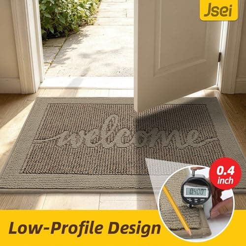 JSEI Door Mat 24"x 36",Absorbent Dirt Welcome Mat,Non-Slip Entryway Rugs Washable Indoor Entrance Mats,Low Profile Floor Mat for Entryway and Front Back Door,Beige - Thumbnail 4