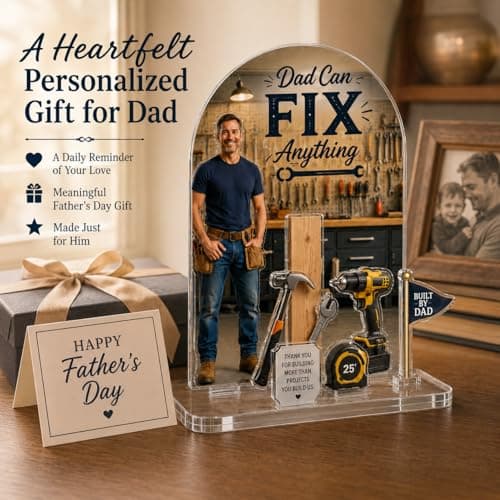 Personalized Acrylic Plaque with Photo, Custom Father’s Day Gift for Dad, First Father’s Day Keepsake, Personalized Acrylic Stand for Dad Husband Grandpa (Repairman) - Thumbnail 5